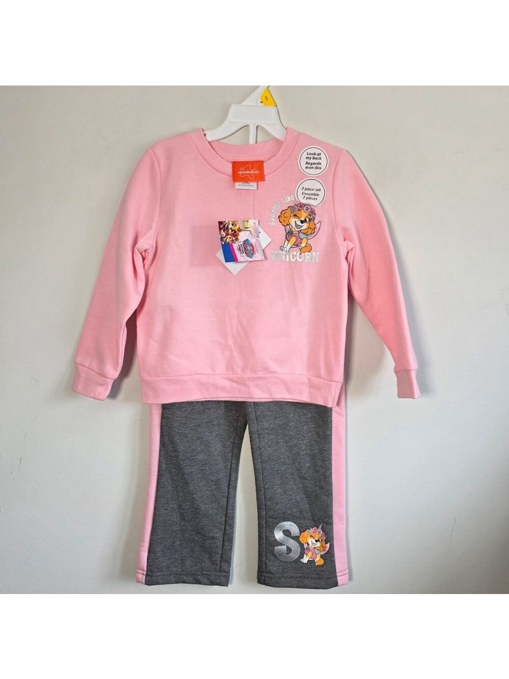 Nickelodeon Paw Patrol Pink and Gray Kids Matching Jogger Set 4T NEW